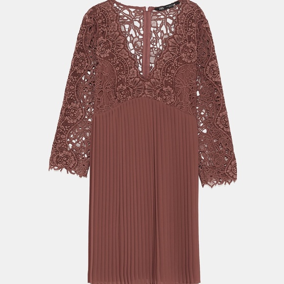 Zara Pleated Guipure Dress NWT - Picture 9 of 12